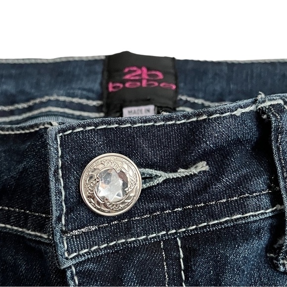 BEBE Embroidered Rhinestone Embellished Skinny Jeans - Picture 6 of 14